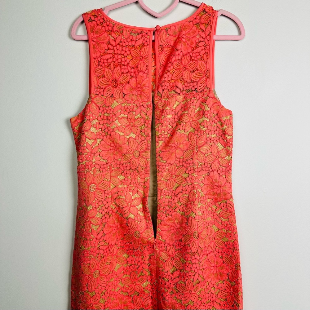 Trina Turk NWT Coral Floral Lace Mini Cocktail Dress Size 8 - Picture 8 of 11